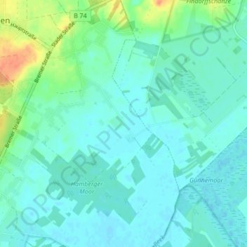 Mappa topografica Heißenbüttel, altitudine, rilievo