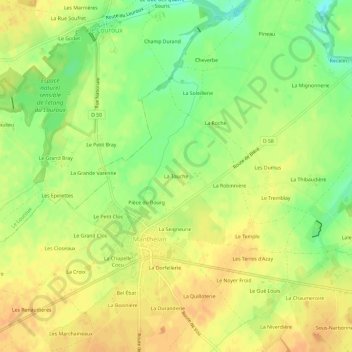 Mappa topografica La Touche, altitudine, rilievo