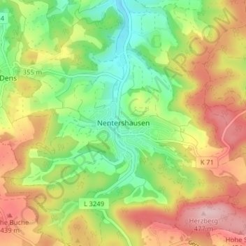 Mappa topografica Nentershausen, altitudine, rilievo