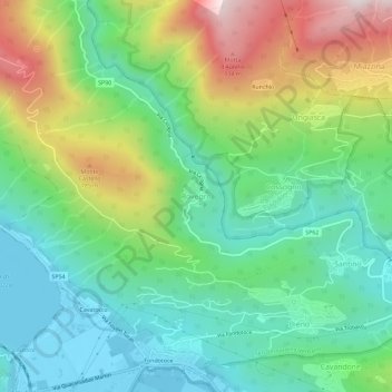 Mappa topografica Rovegro, altitudine, rilievo