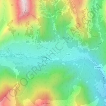 Mappa topografica Roubion, altitudine, rilievo