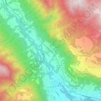 Mappa topografica Piazza, altitudine, rilievo