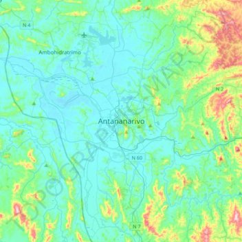 Mappa topografica Antananarivo, altitudine, rilievo