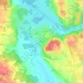 Mappa topografica Hopfen, altitudine, rilievo