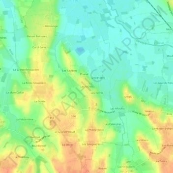 Mappa topografica Les Mûres, altitudine, rilievo