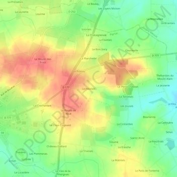 Mappa topografica La Halatais, altitudine, rilievo