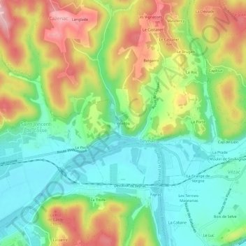 Mappa topografica Brudou, altitudine, rilievo