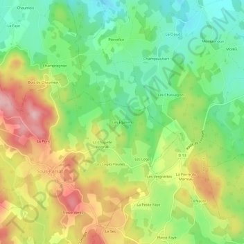 Mappa topografica Les Egaliers, altitudine, rilievo