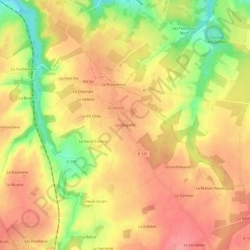 Mappa topografica La Chapelle, altitudine, rilievo
