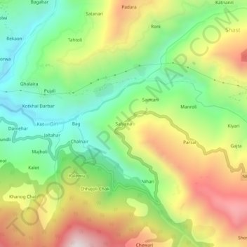 Mappa topografica Salyana, altitudine, rilievo