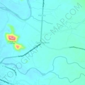 Mappa topografica Comagascas, altitudine, rilievo