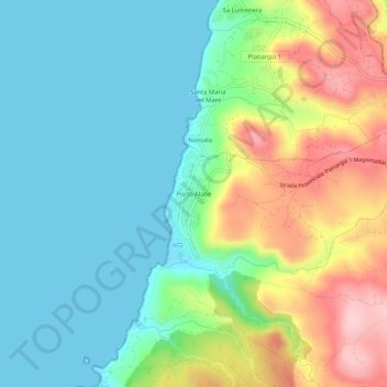 Mappa topografica Porto Alabe, altitudine, rilievo