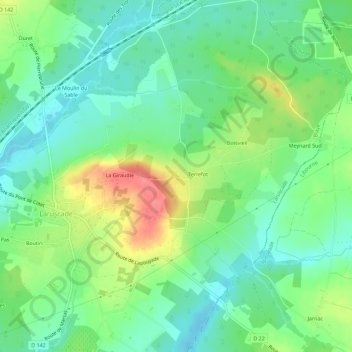 Mappa topografica Brébion, altitudine, rilievo