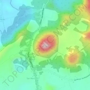 Mappa topografica Imoc Hill, altitudine, rilievo