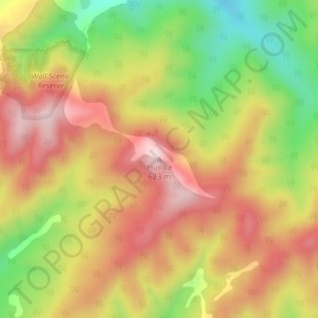 Mappa topografica Hunua, altitudine, rilievo