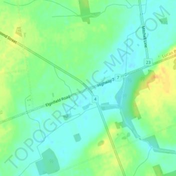 Mappa topografica Elginfield, altitudine, rilievo