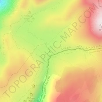 Mappa topografica Plateau d'Emparis, altitudine, rilievo