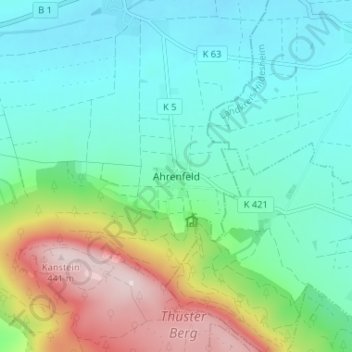 Mappa topografica Ahrenfeld, altitudine, rilievo