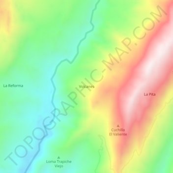 Mappa topografica Volcanes, altitudine, rilievo