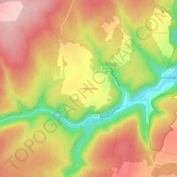 Mappa topografica Le Plain d'Ahuy, altitudine, rilievo