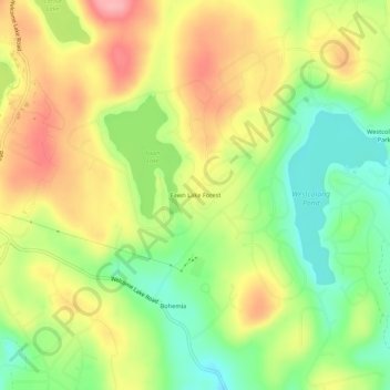 Mappa topografica Fawn Lake Forest, altitudine, rilievo