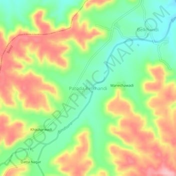 Mappa topografica Patoda Belkhandi, altitudine, rilievo