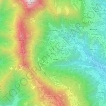 Mappa topografica Capizzoli, altitudine, rilievo