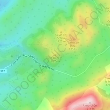 Mappa topografica Los Bancos, altitudine, rilievo