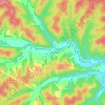 Mappa topografica Greeley, altitudine, rilievo