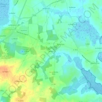 Mappa topografica Quintin, altitudine, rilievo