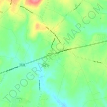Mappa topografica Saint Thomas, altitudine, rilievo