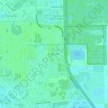 Mappa topografica Bonita Lakes, altitudine, rilievo