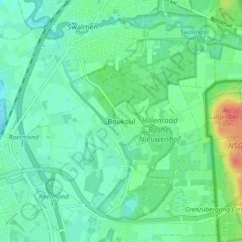 Mappa topografica Boukoul, altitudine, rilievo