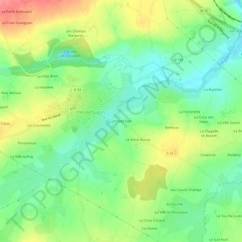 Mappa topografica Le Pont Eon, altitudine, rilievo