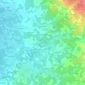 Mappa topografica La Grange, altitudine, rilievo
