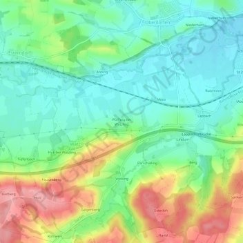 Mappa topografica Pfaffing bei Watzling, altitudine, rilievo