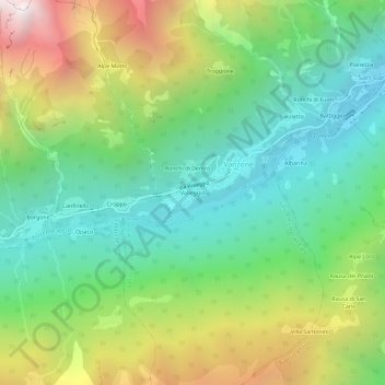 Mappa topografica Valleggio, altitudine, rilievo
