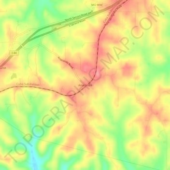 Mappa topografica Anaconda, altitudine, rilievo