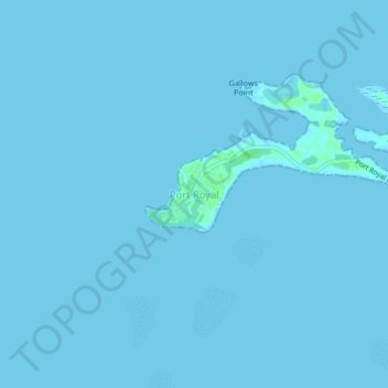 Mappa topografica Port Royal, altitudine, rilievo