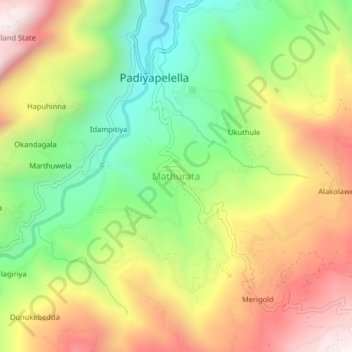 Mappa topografica Mathurata, altitudine, rilievo