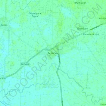 Mappa topografica Moonak, altitudine, rilievo