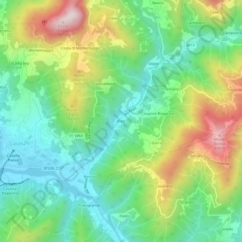 Mappa topografica Prele, altitudine, rilievo