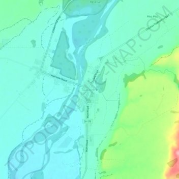 Mappa topografica Tūātapere, altitudine, rilievo