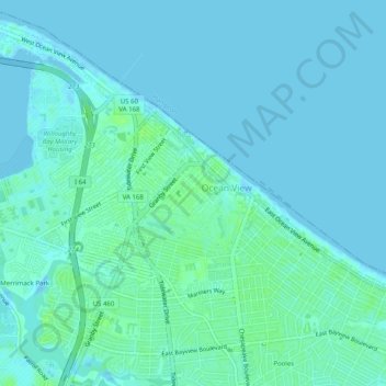 Mappa topografica Pinewell, altitudine, rilievo