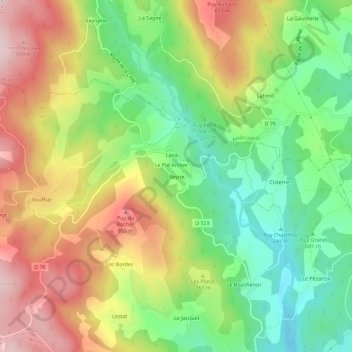 Mappa topografica Beyne, altitudine, rilievo