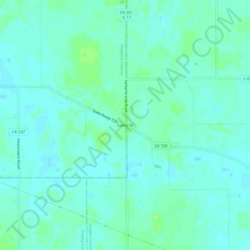 Mappa topografica Santa Fe, altitudine, rilievo