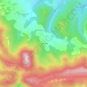 Mappa topografica Les Viarrands, altitudine, rilievo