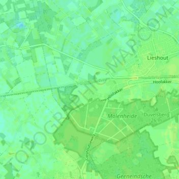 Mappa topografica Achterbosch, altitudine, rilievo