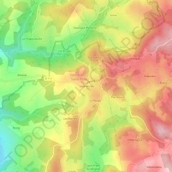 Mappa topografica Saint-Anne, altitudine, rilievo