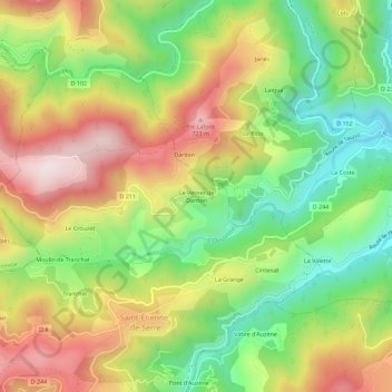 Mappa topografica Le Vernet de Danton, altitudine, rilievo
